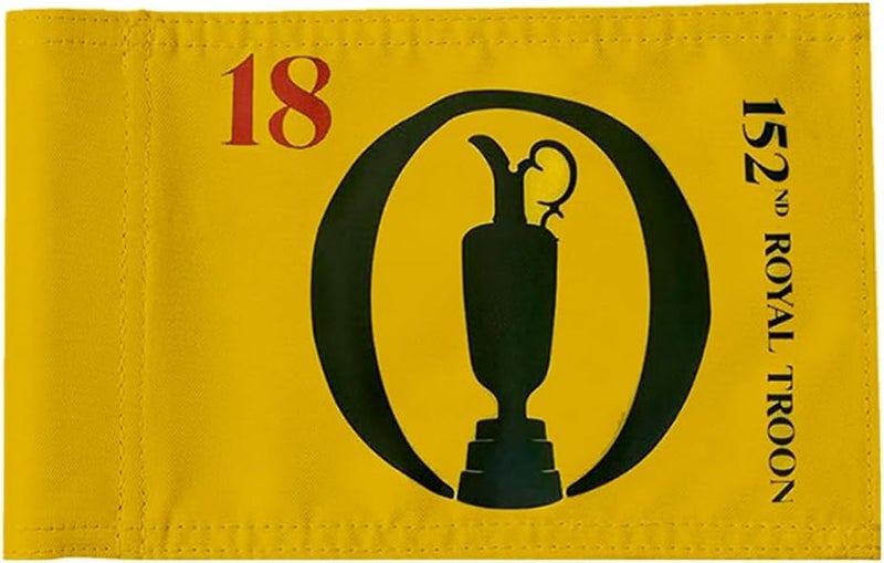 2BUT British Open 2024 Golf Pin Flag - 8"x6" Double-Sewn 600D Nylon, Yellow, Fade Resistant, Indoor/Outdoor - Image 1